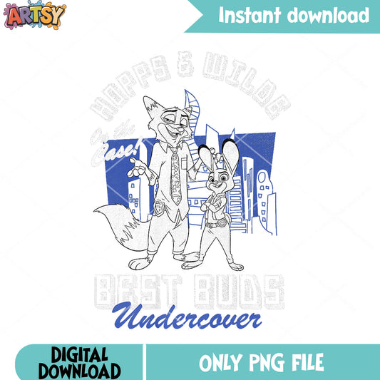 Hopps and wilde best buds undercover png, zootopia movie png, disney png