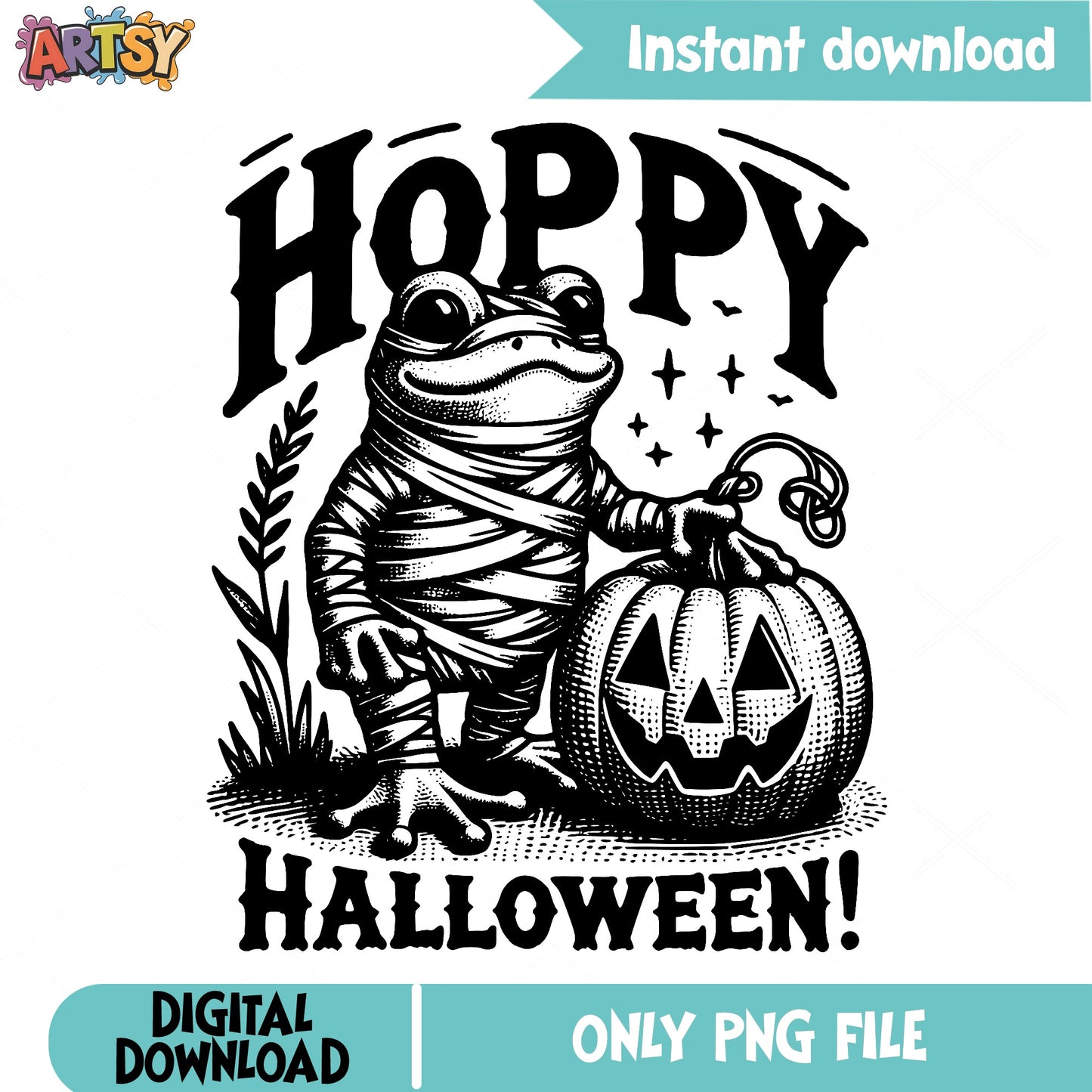 Hoppy Halloween Mummy Frog PNG, Frog Halloween PNG, Cute Frog PNG