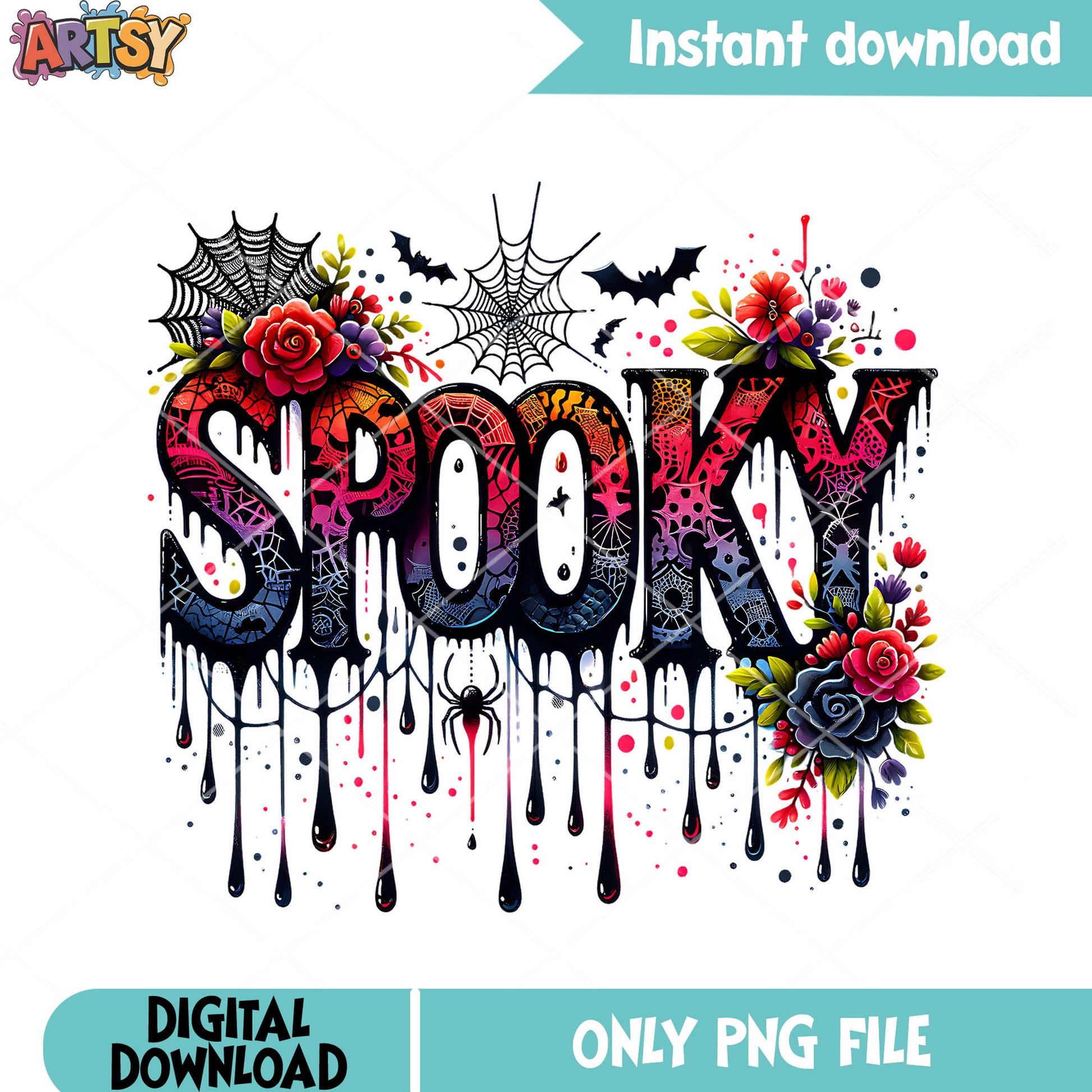 Horrible banner spooky png, spider web png, scary halloween png