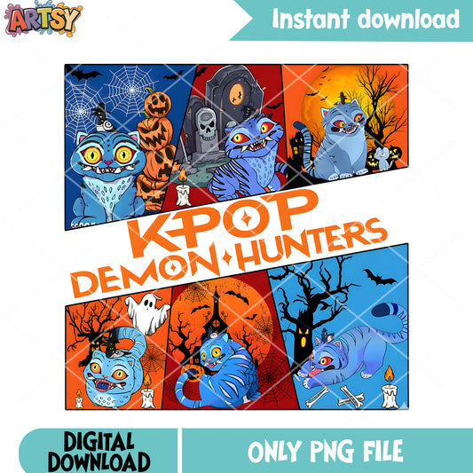 Horrible blue cats png, cute derpy cats​ png, Kpop demon hunters png