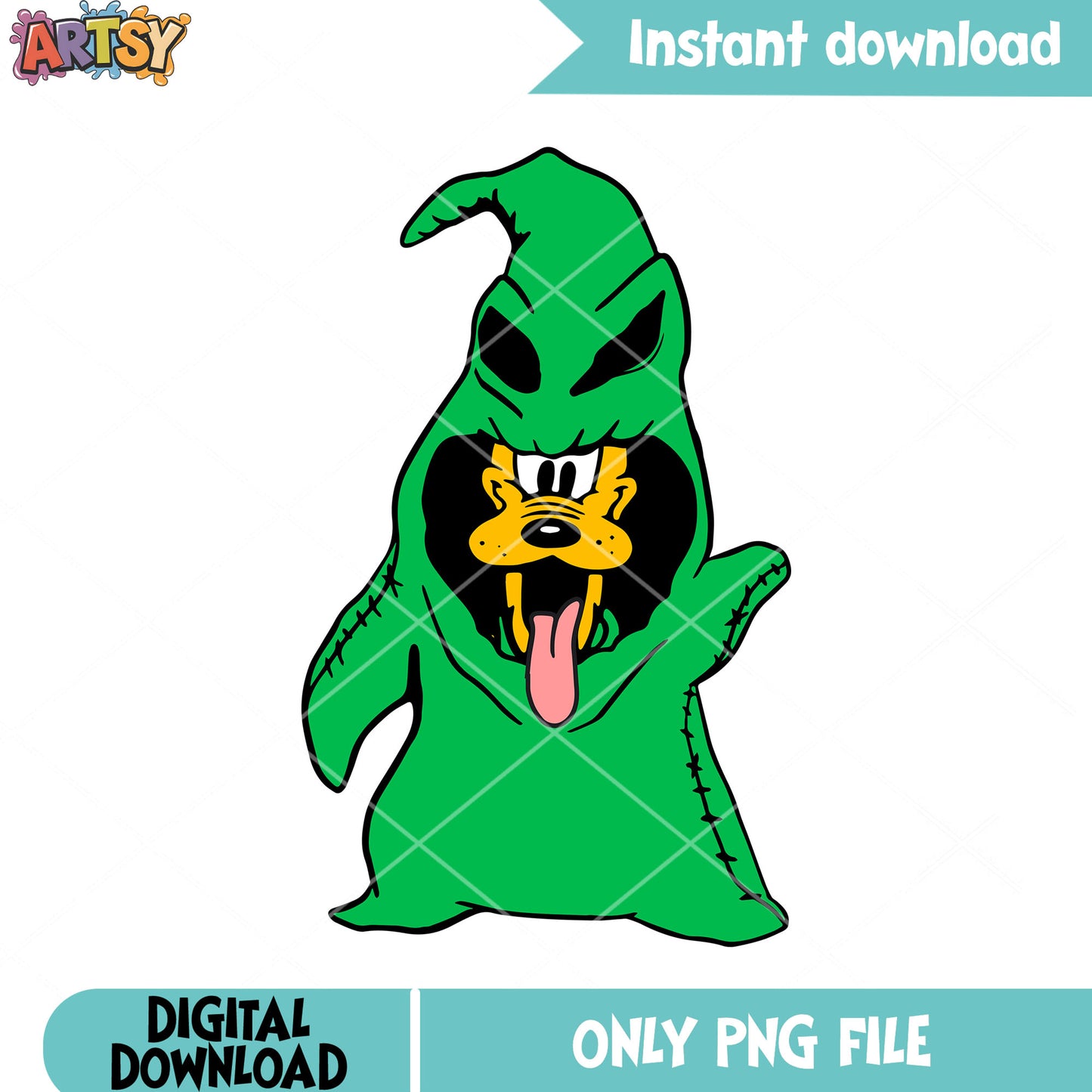 Horrible monster green png, scary halloween png, pluto character png