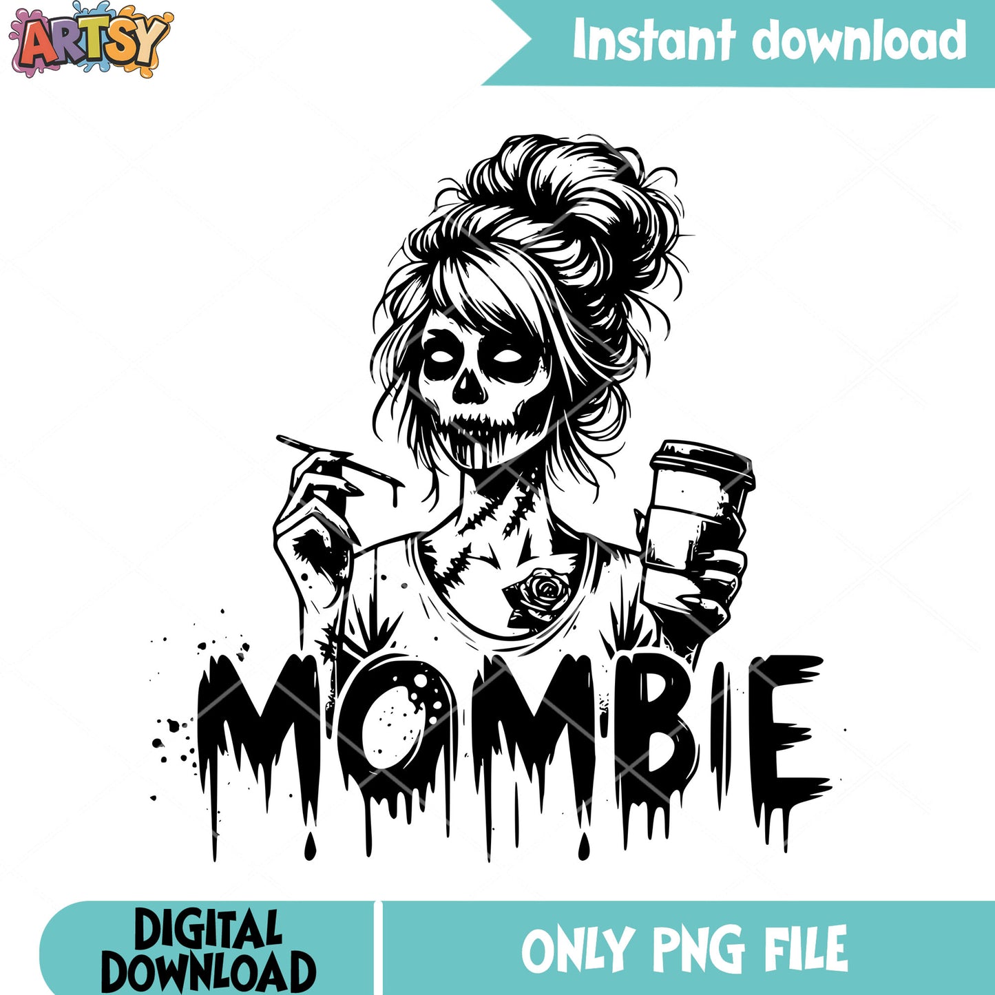 Horrific Mombie png, scary zombie png, scary halloween png