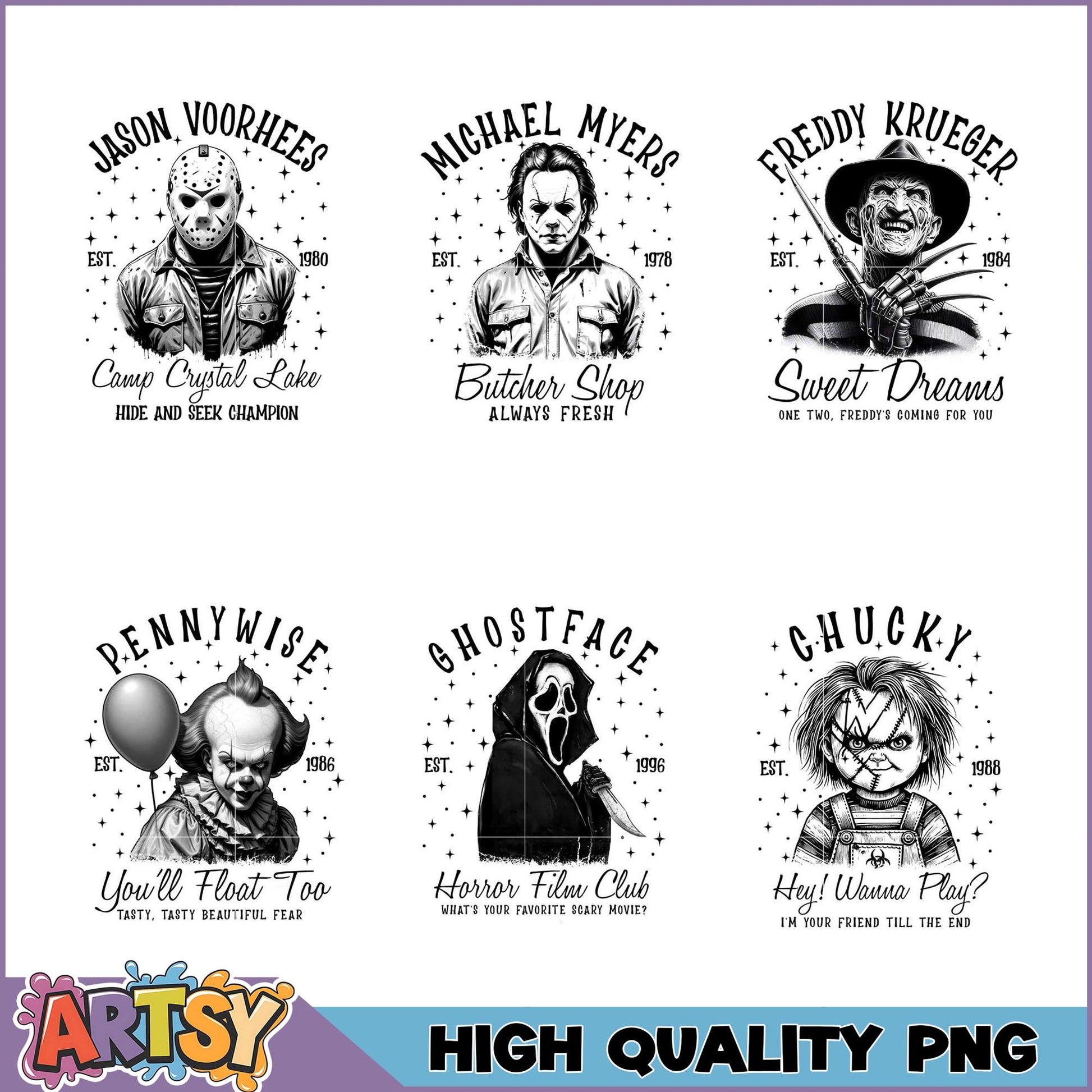 Horror Movie Icons PNG Bundle - High Quality