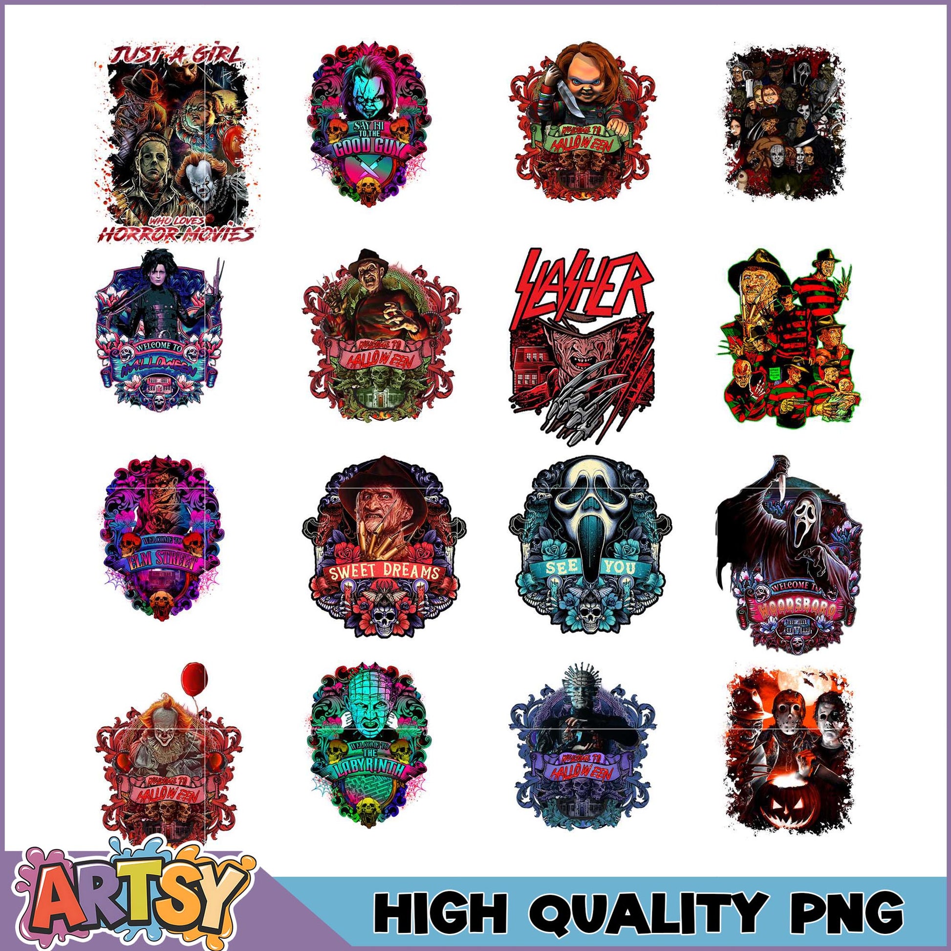 Horror Movie PNG Bundle 15 High-Quality Designs