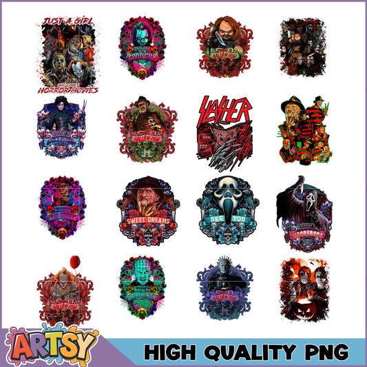 Horror Movie PNG Bundle 15 High-Quality Designs