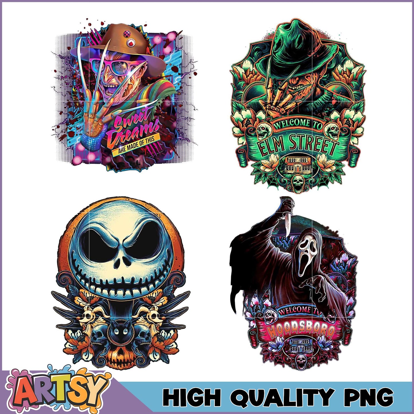 Horror Movie PNG Bundle Freddy, Ghostface, Jack