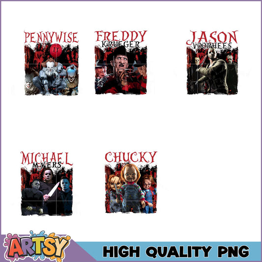 Horror Movie PNG Bundle Pennywise, Freddy, Jason, More!
