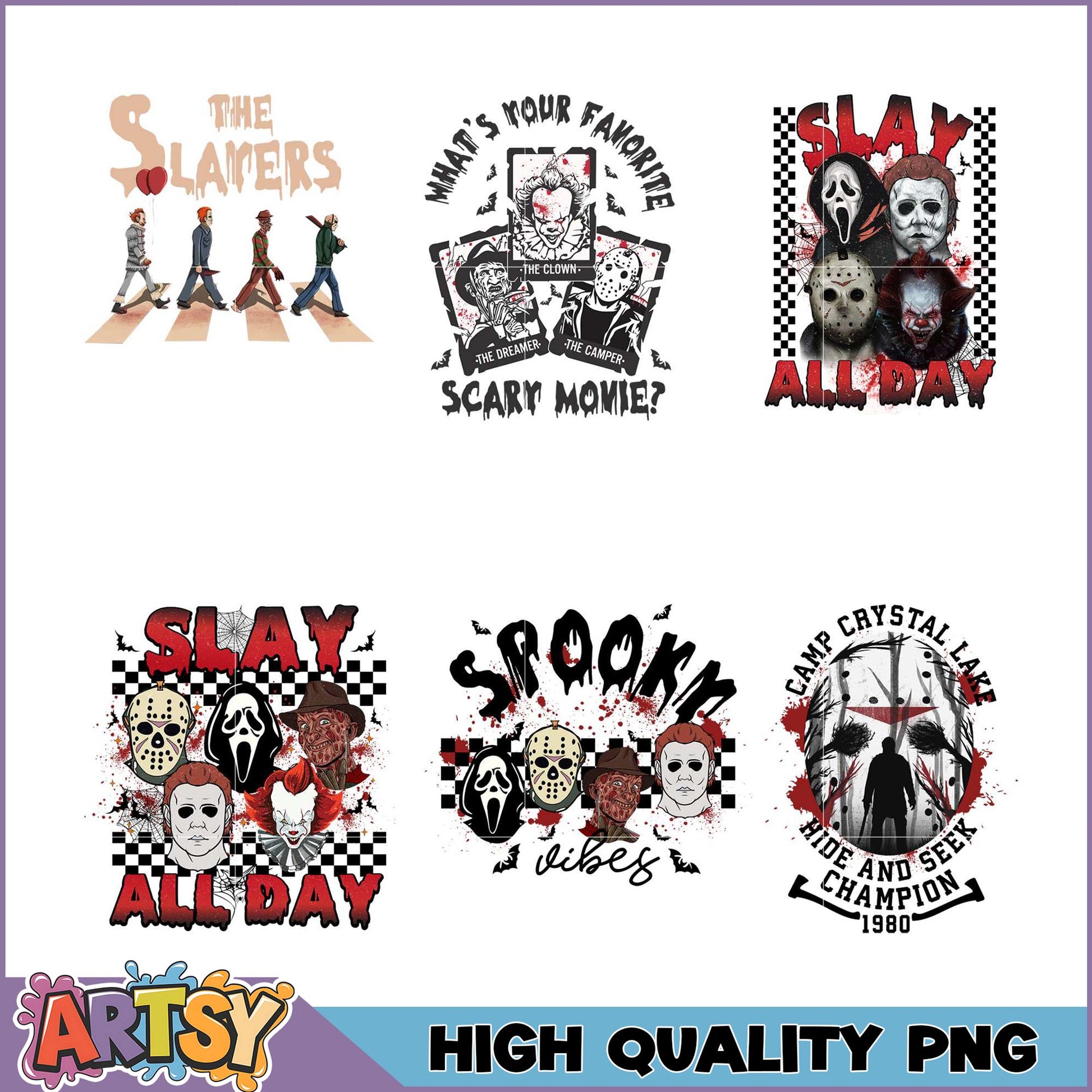 Horror Movie PNG Bundle Slay All Day Designs