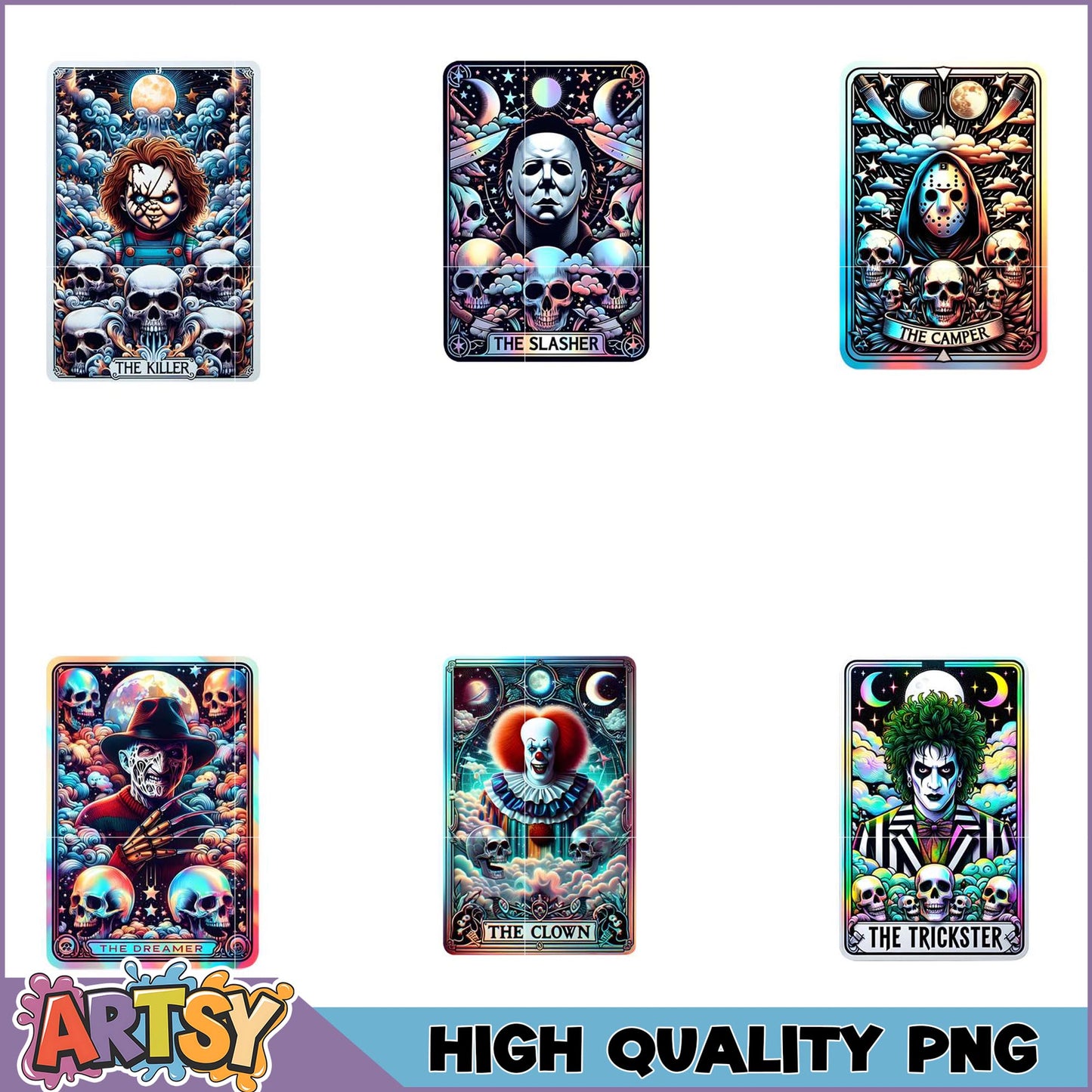 Horror Movie Tarot PNG Bundle - High Quality