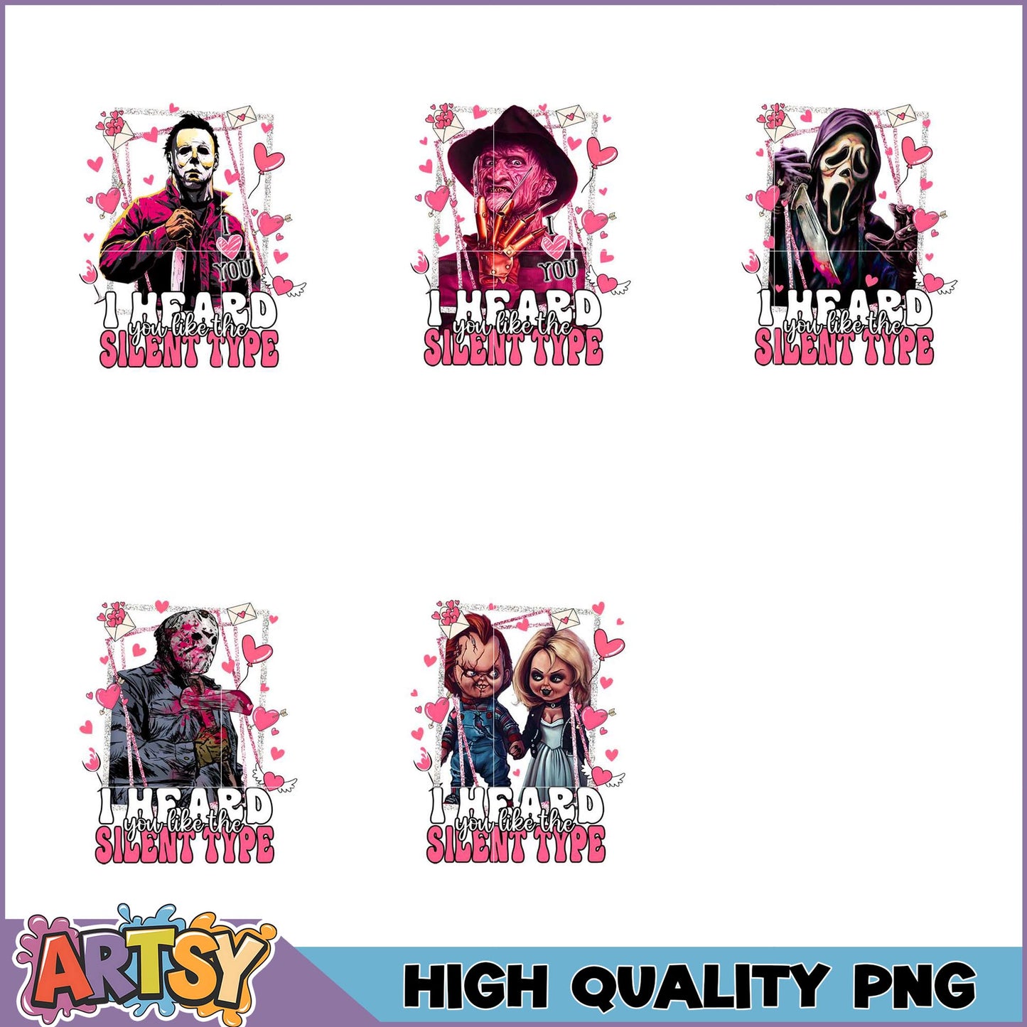 Horror Movie Valentine PNG Bundle - High Quality