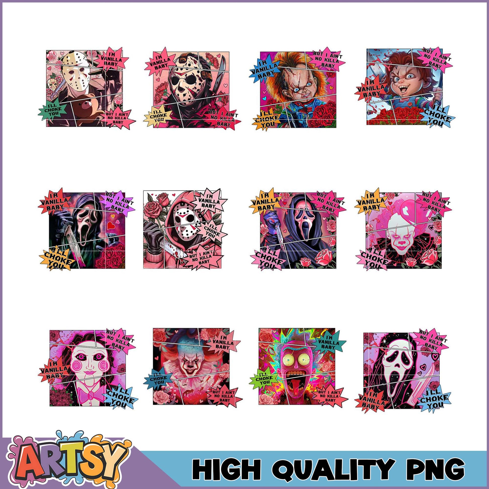 Horror Movie Valentine PNG Bundle High Quality