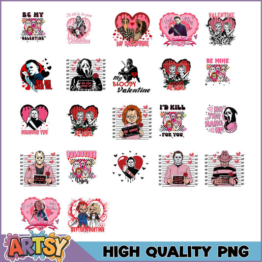 Horror Movie Valentine's PNG Bundle