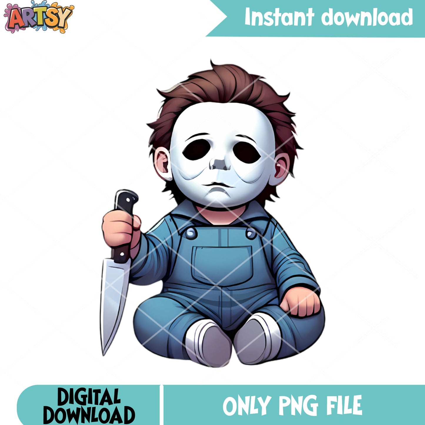 Horror character png, cute halloween png, micahael myers png