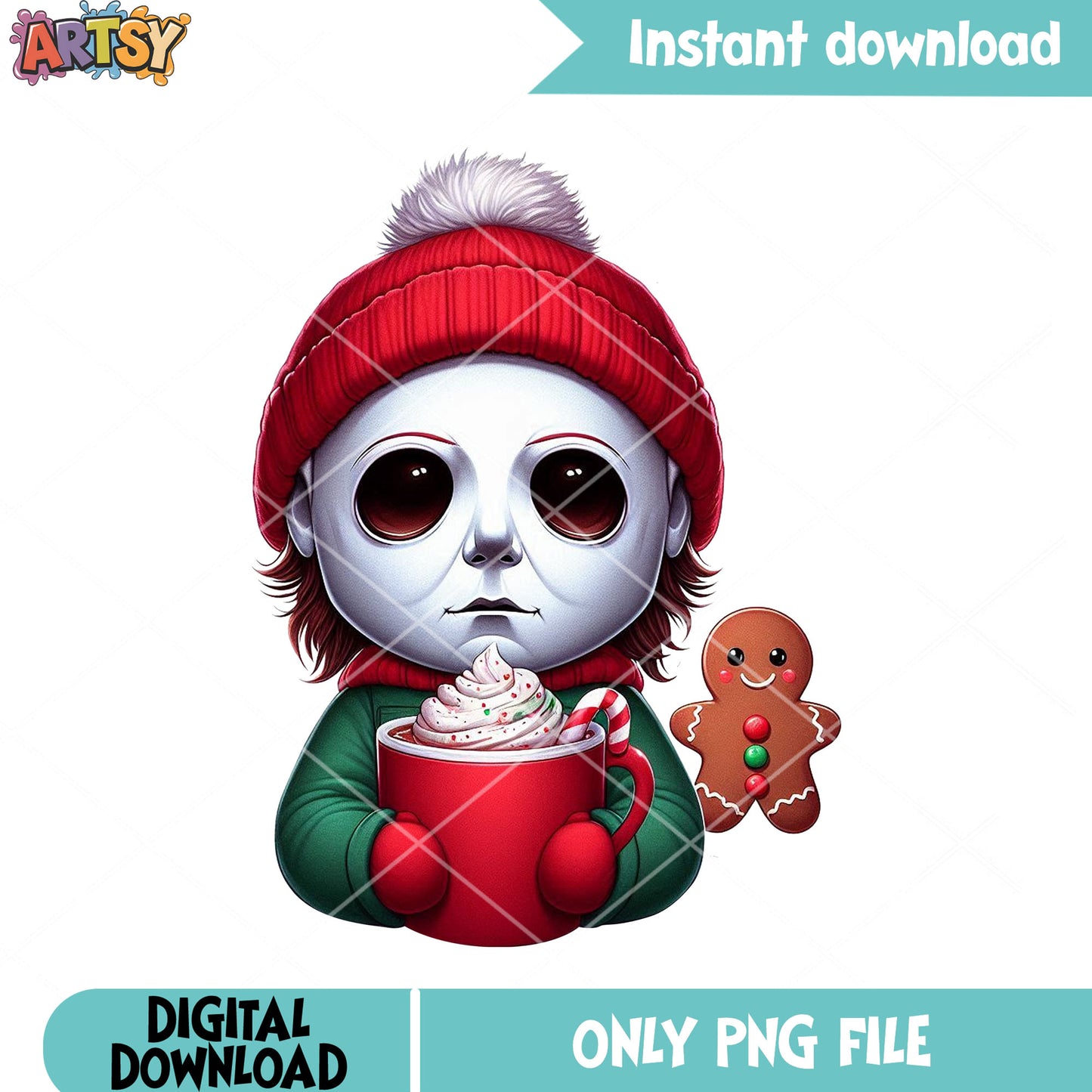 Horror christmas character png, michael myers png, gingerbread png