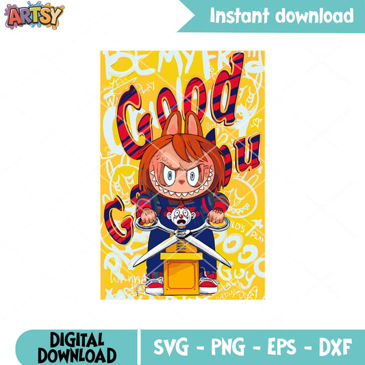 Horror chucky labubu svg, labubu halloween svg, chucky labubu​ svg