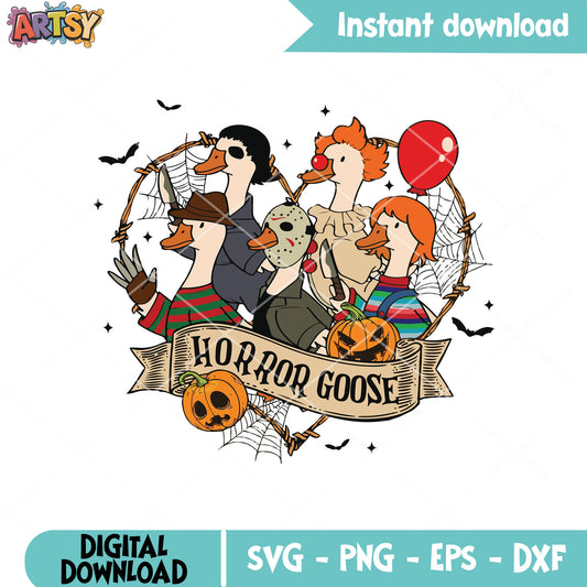 Horror goose heart svg, horror goose svg, silly goose svg
