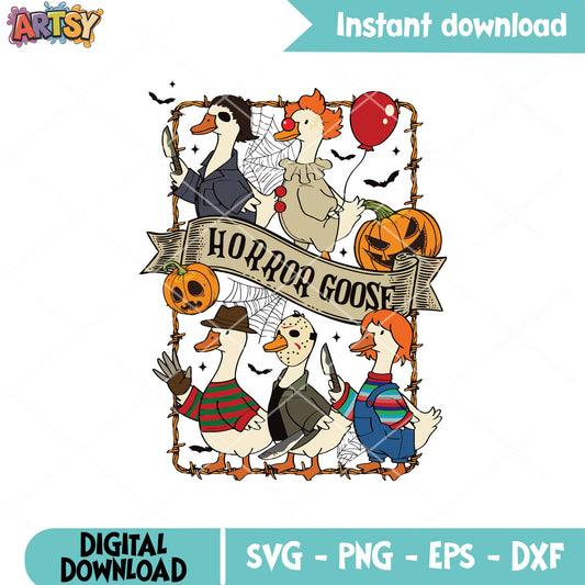 Horror halloween goose svg, horror goose svg, silly goose svg