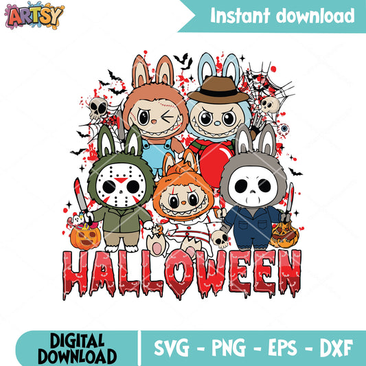 Horror labubu halloween svg, halloween labubu svg, horror movies svg