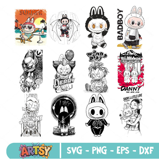 Horror labubu svg bundle, popmart labubu​ svg, labubu near me​ svg