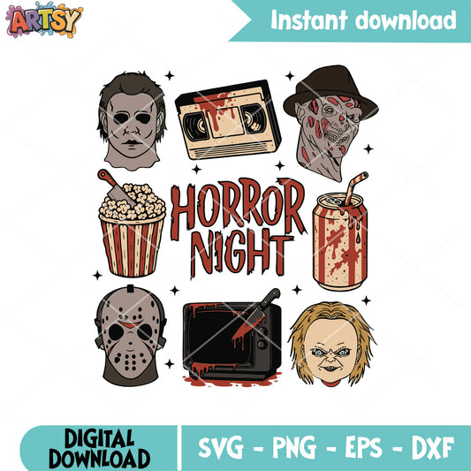 Horror night halloween svg, horror movies svg, horror halloween svg