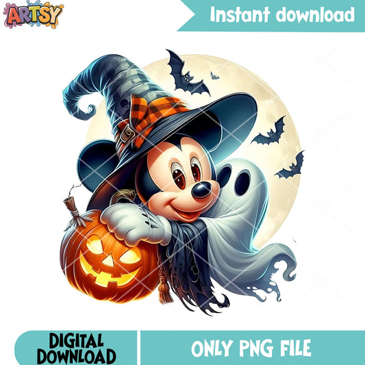 Horror night the witch png, full night moon png, disney character png