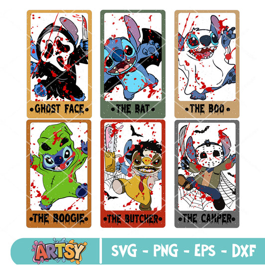 Horror stitch disney svg bundle, horror movies svg, stitch halloween svg
