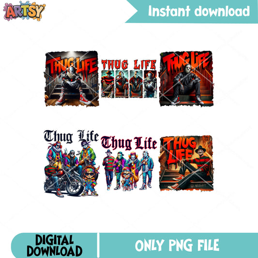 Horror thug life png bundle, thug life png, horror movie png