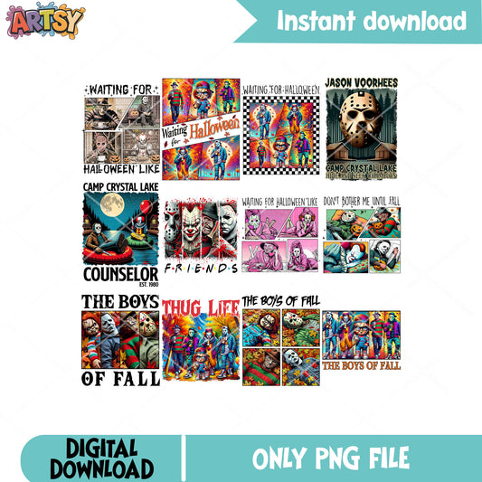 Horror wait halloween png bundle, horror movies png, horror halloween png