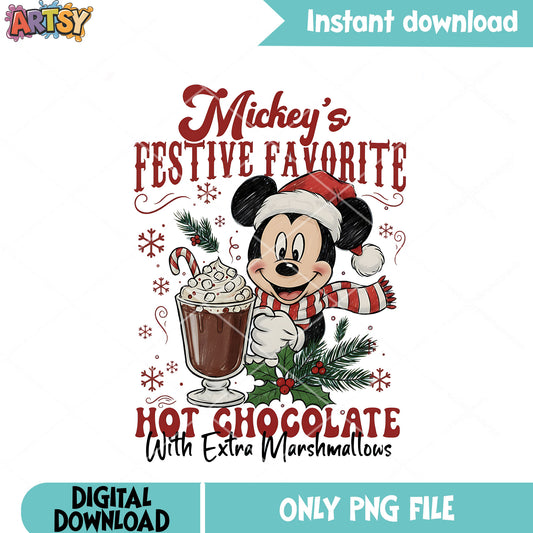 Hot chocolate with extra marshmallows png, disney christmas png