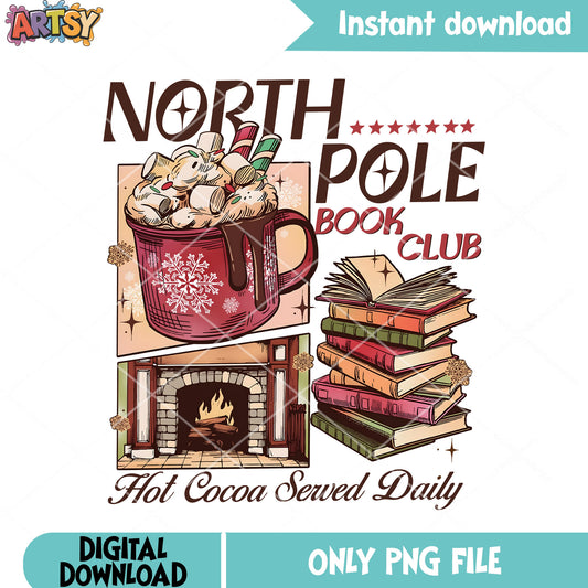 Hot cocoa sewed daily png, fireplace christmas png, fireplace png