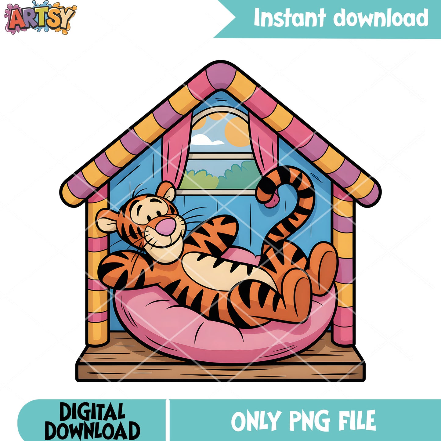 House tiger poster vibes png, disney vibes png, winnie the pooh png