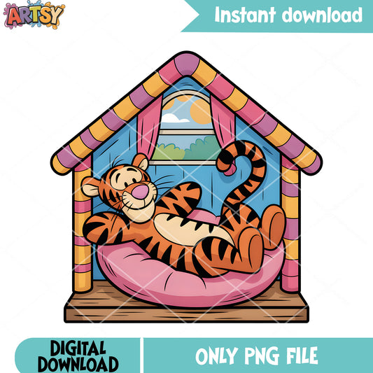 House tiger poster vibes png, disney vibes png, winnie the pooh png