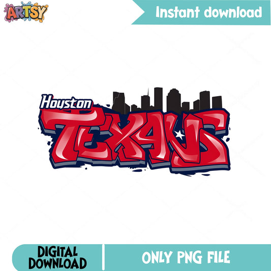 Houston Texans Graffiti PNG, Football City Skyline PNG, NFL PNG