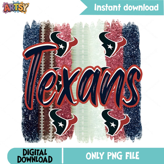 Houston Texans PNG, NFL Football Glitter Design PNG, Texans PNG