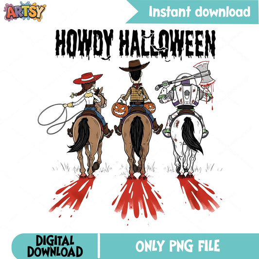 Howdy Halloween Toy Story PNG, Woody Jessie Buzz PNG, Halloween PNG