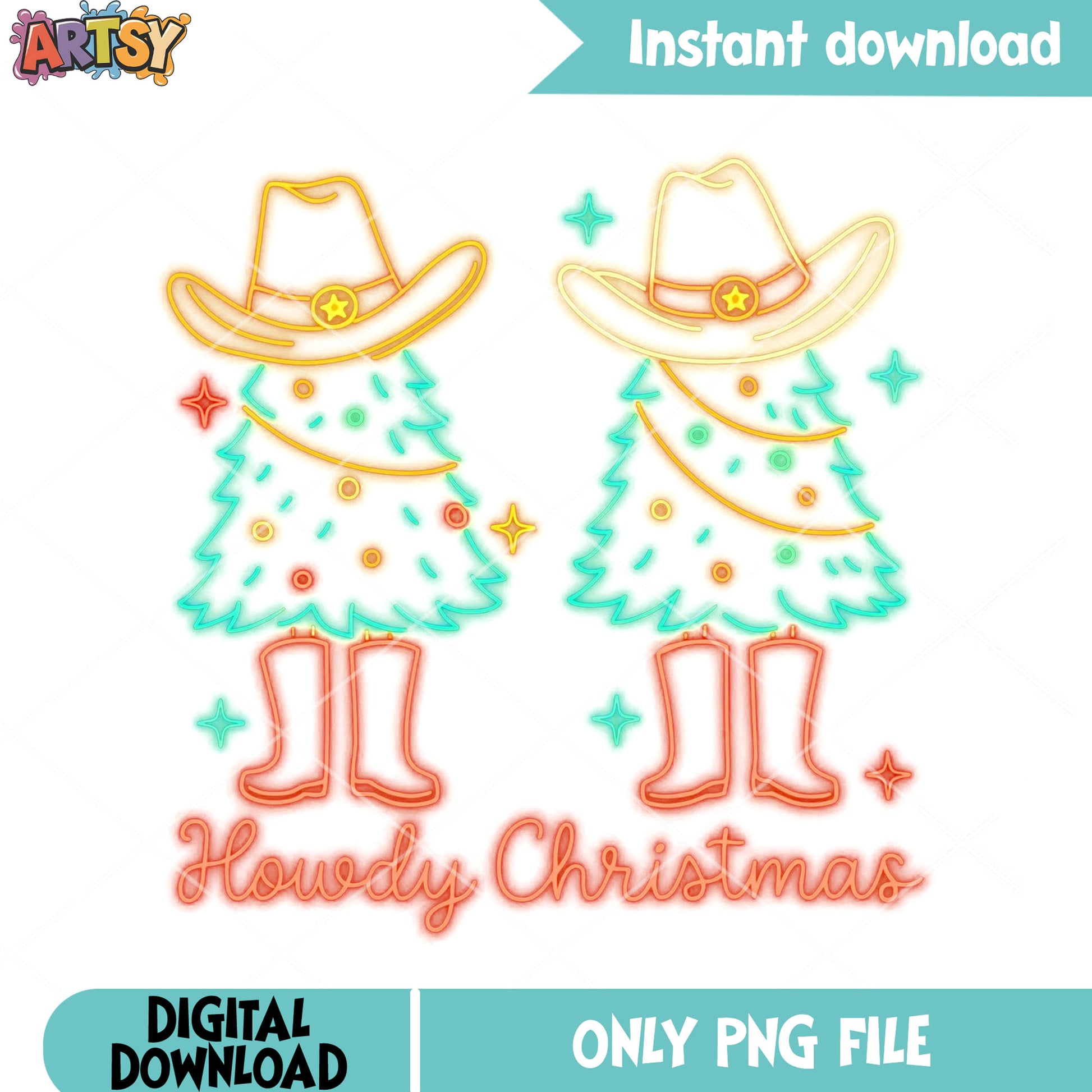 Howdy christmas png, christmas tree png, christmas gifts png