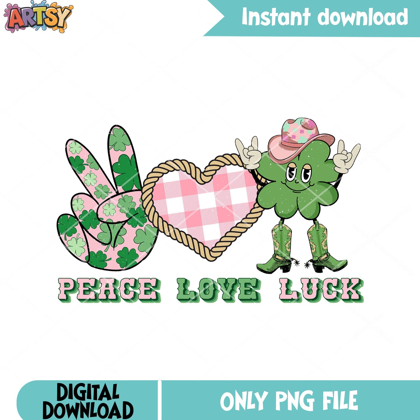 Howdy clover peace luck png,  st patricks png, lucky patricks png