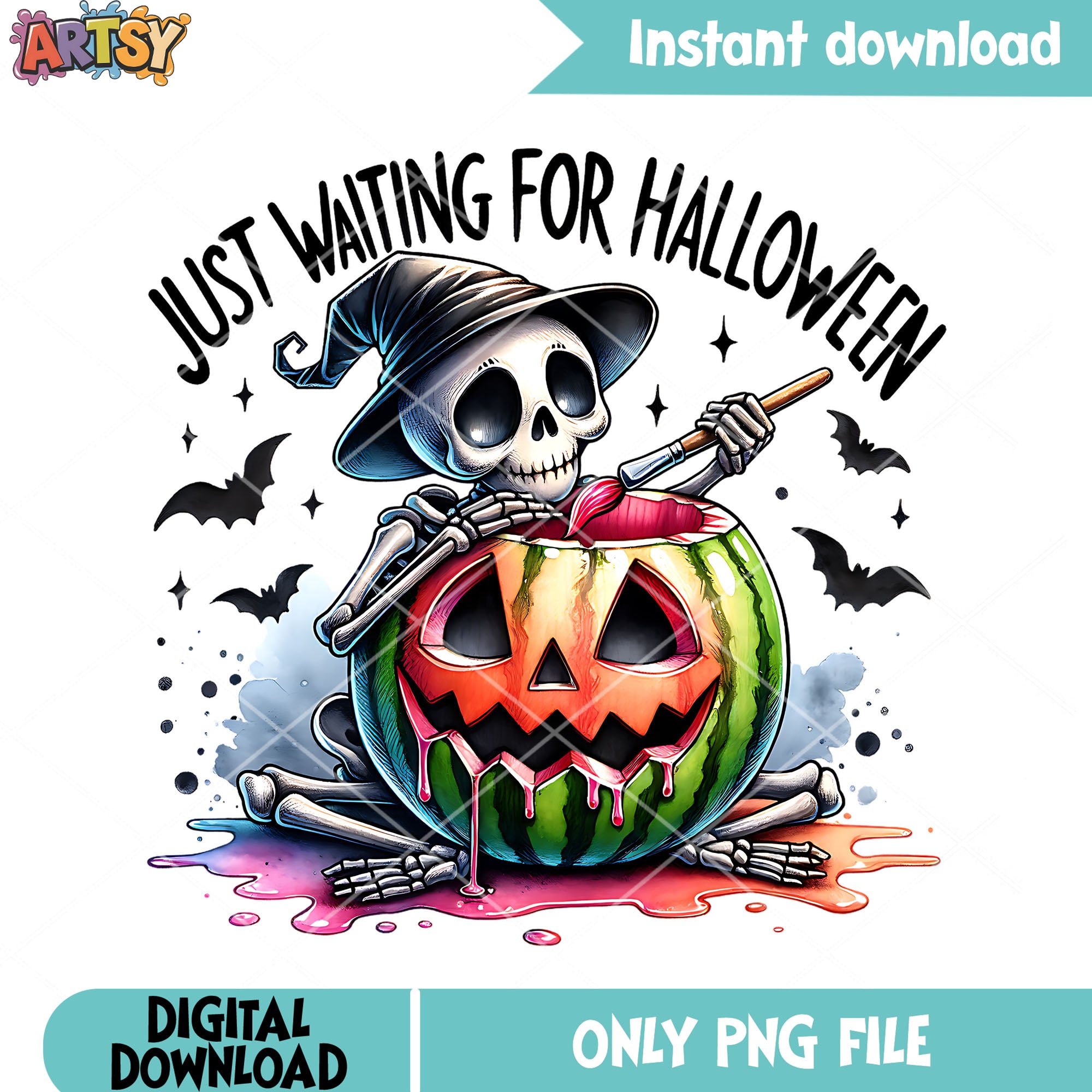 Huge watermelon skeleton png, scary bats png, halloween scary png ...