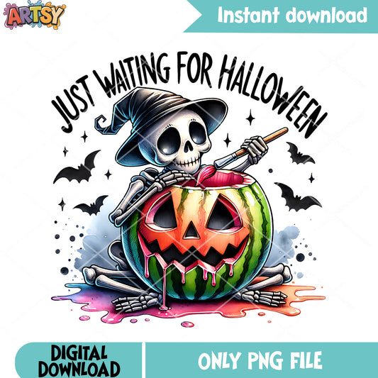Huge watermelon skeleton png, scary bats png, halloween scary png