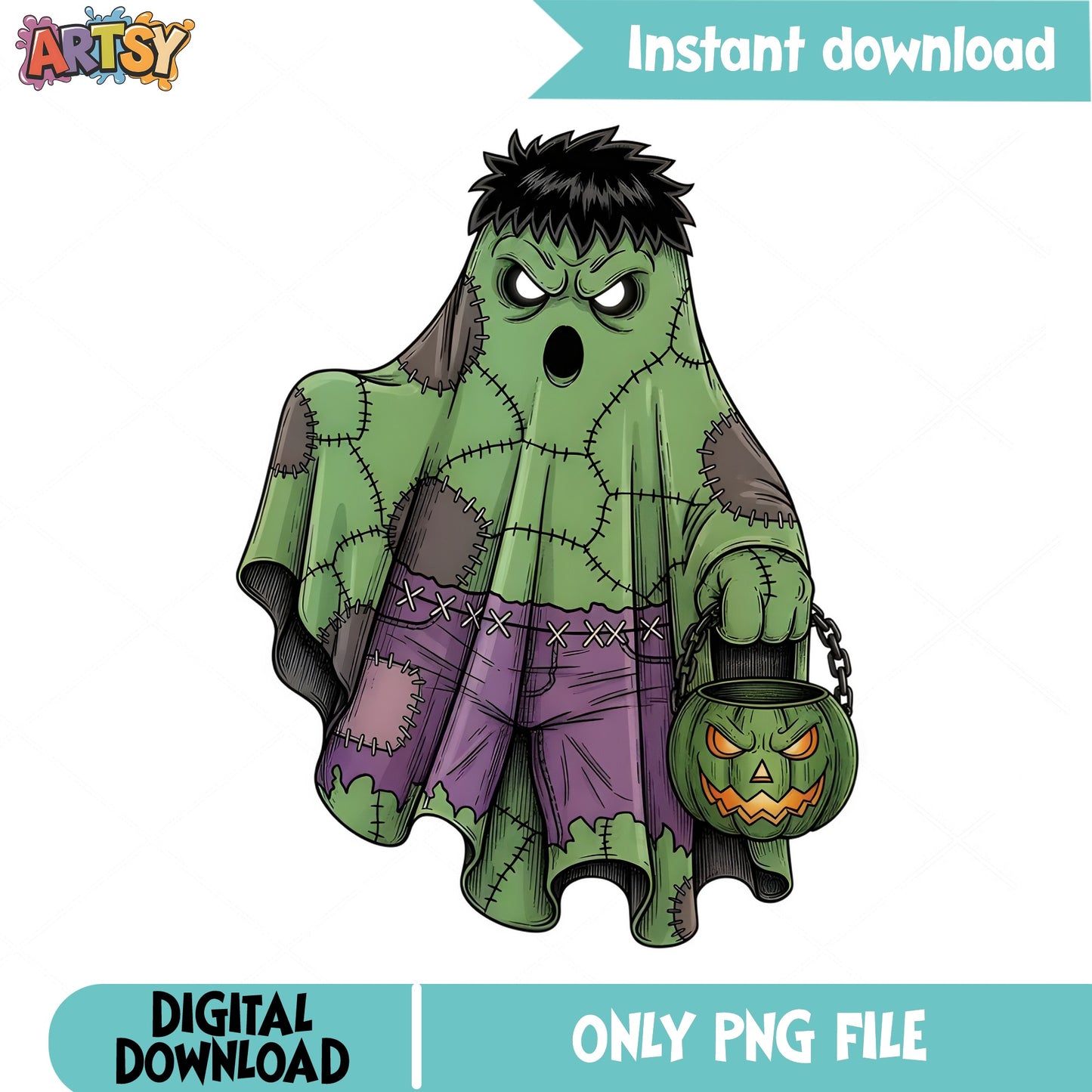 Hulk Ghost Halloween PNG, Superhero Halloween PNG, Spooky Ghost PNG