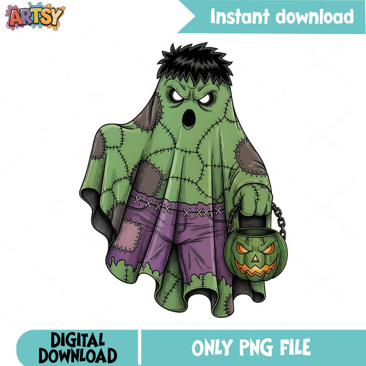 Hulk Ghost Halloween PNG, Superhero Halloween PNG, Spooky Ghost PNG