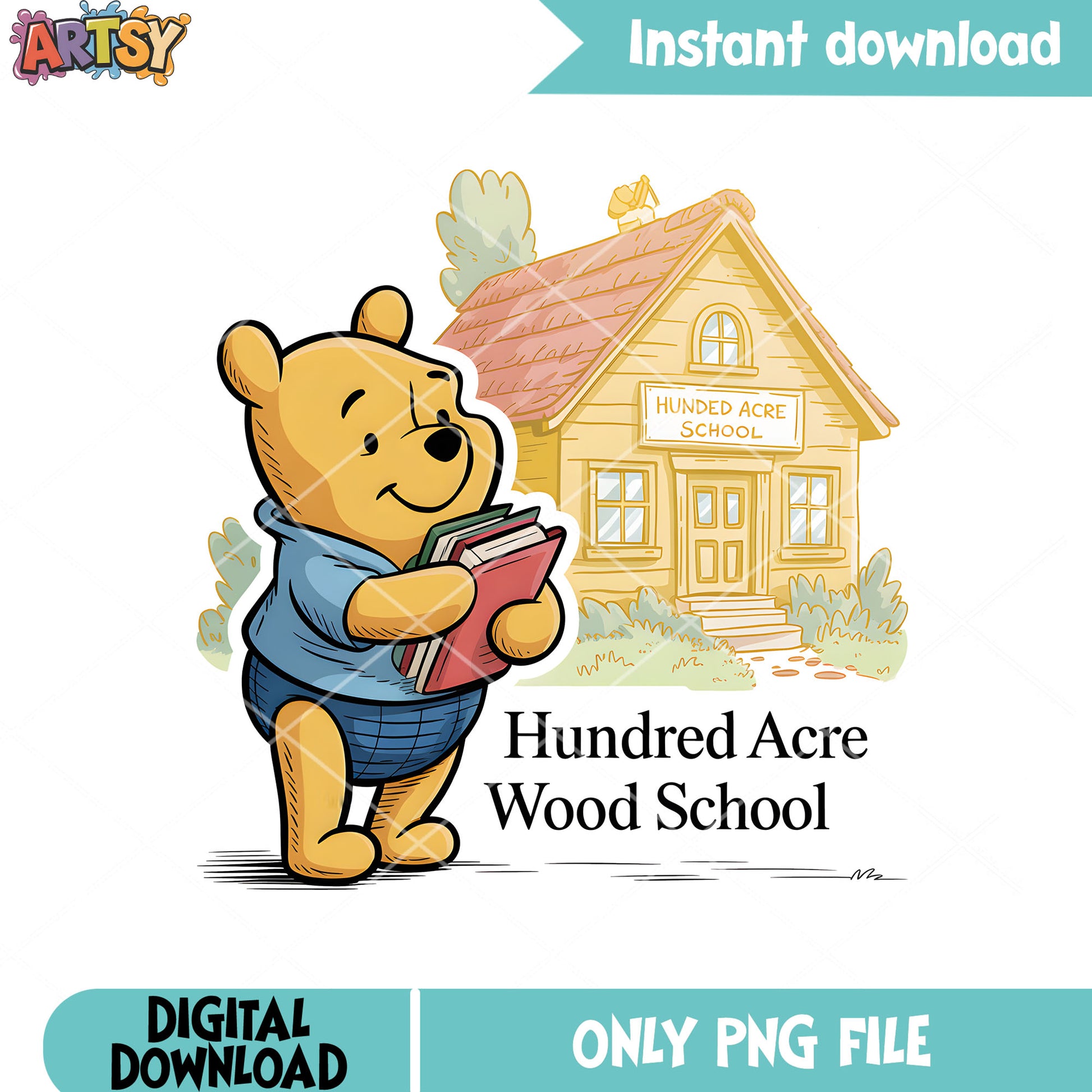 Hundered acre pooh winnie png, pooh bear png, school day png