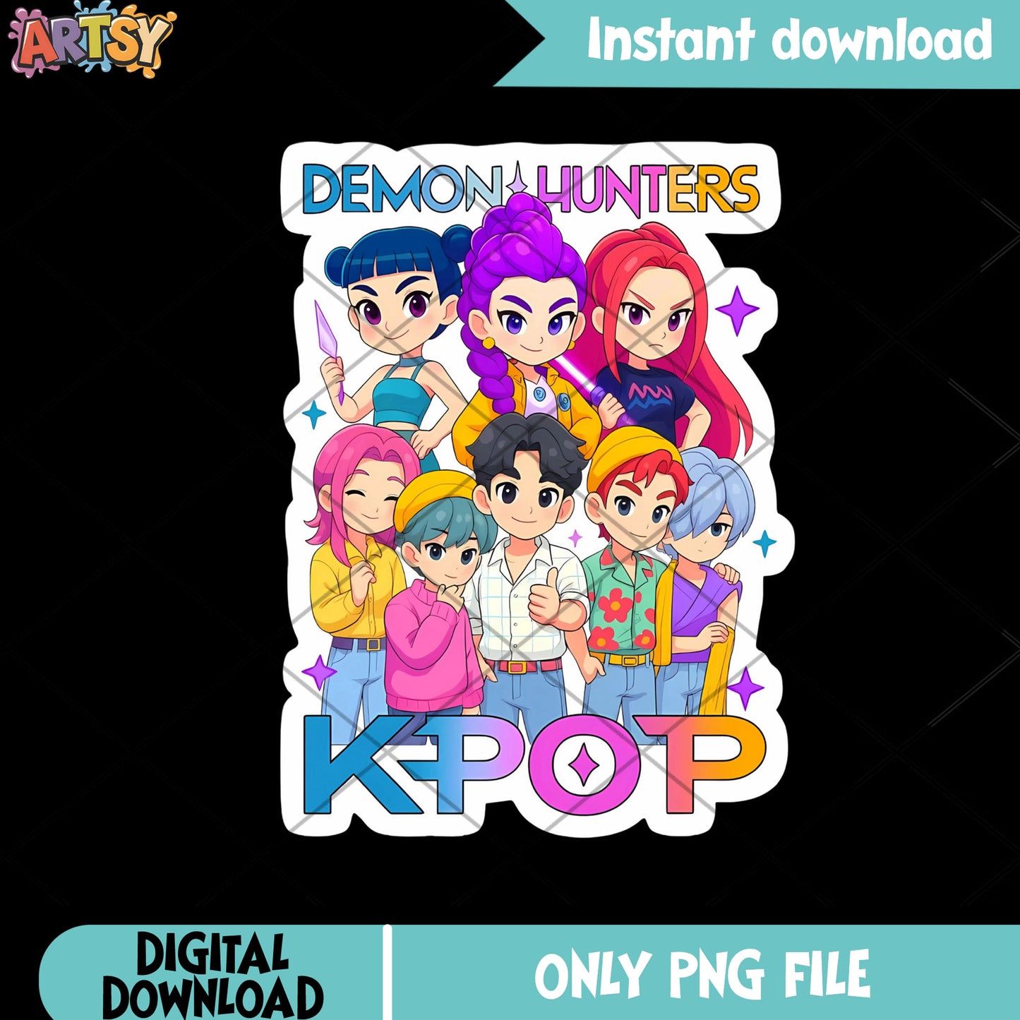 Hunter demon and the demon kpop png, abby saja boys png, huntrix png