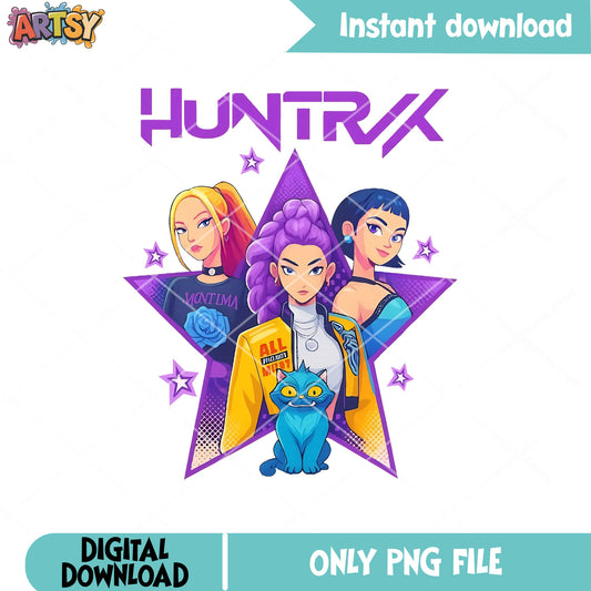 Huntrix and band star png, huntrix derpy png, huntrix band png