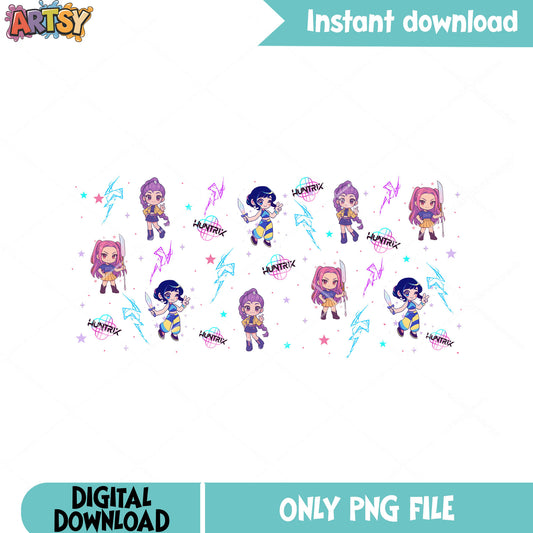 Huntrix chibi fan art png, kpop demon hunters png, huntrix​ png