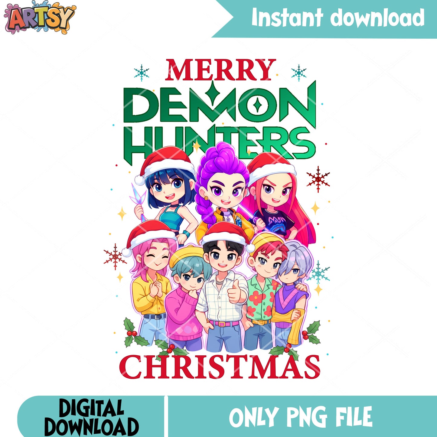 Huntrix christmas png, saja boys png, kpop demon hunters png