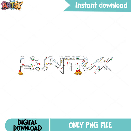 Huntrix christmas style png, jingle bell png, kpop demon hunters png