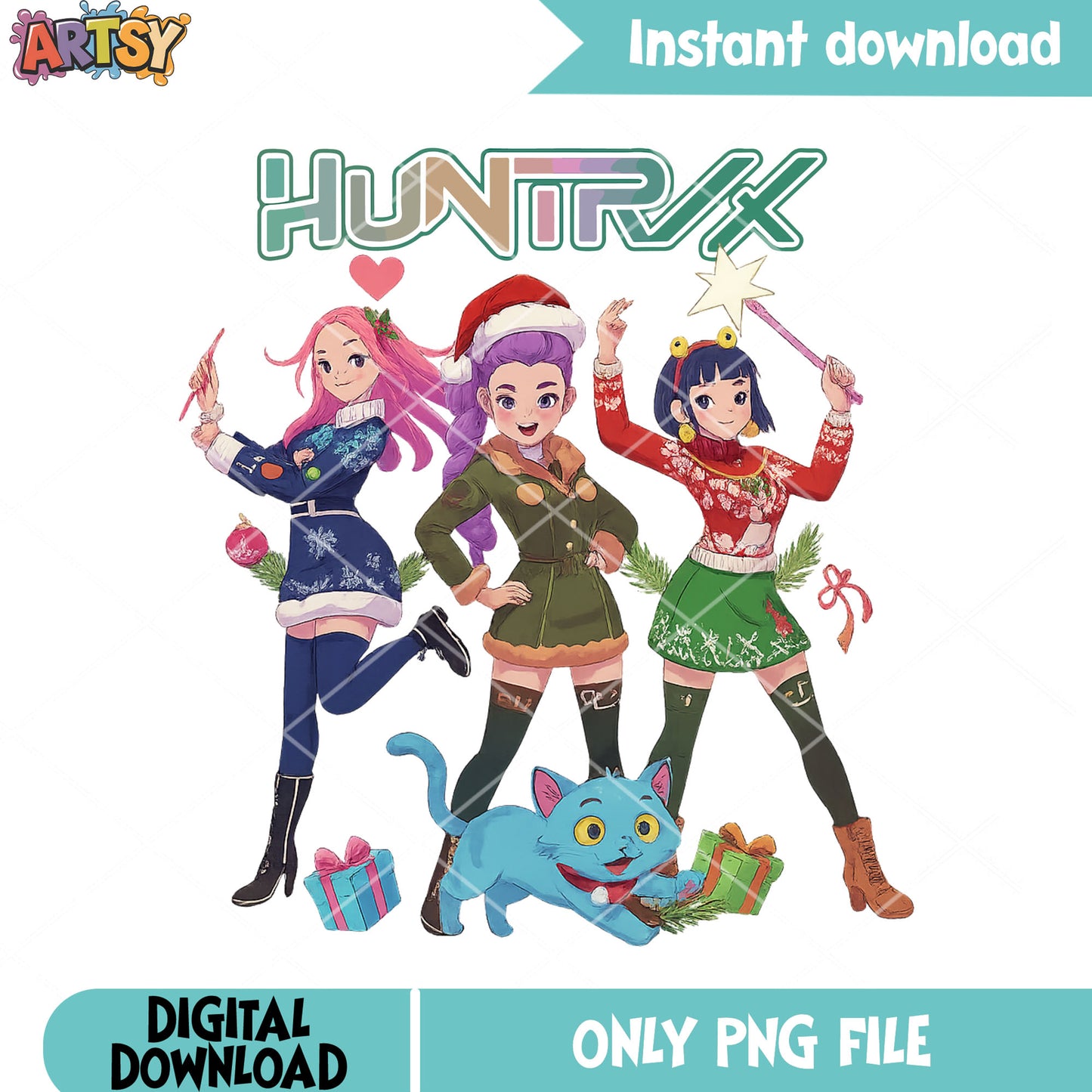 Huntrix derpy christmas png, christmas gifts png, mira huntrix png