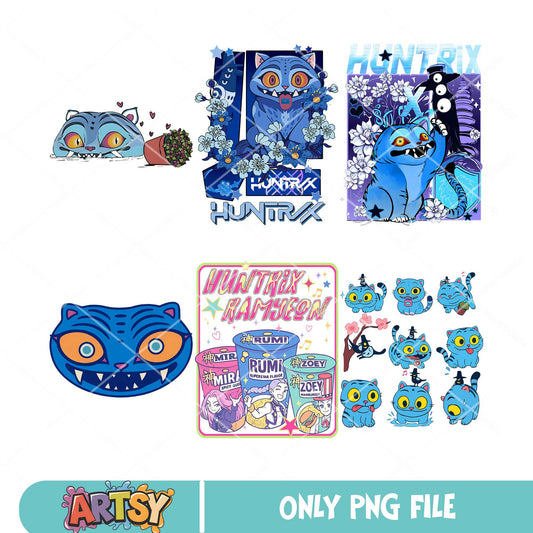 Huntrix derpy kpop png bundle, huntrix kpop png, kpop demon hunters png