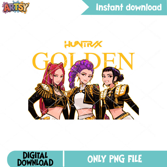 Huntrix golden song png, huntrix band png, golden huntrix png